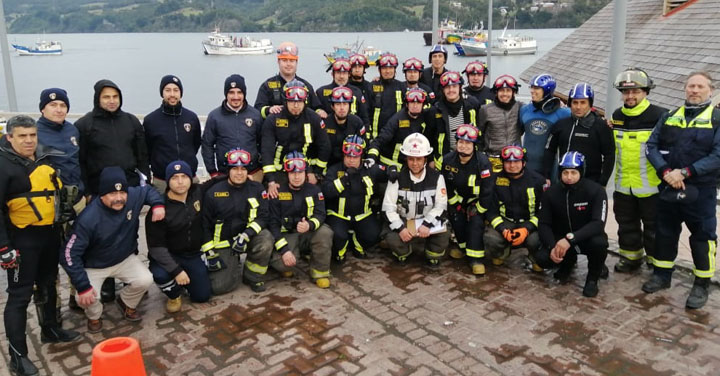 Grupo GERSA del Cuerpo de Bomberos de Dalcahue realizó ejercicio de acreditación 