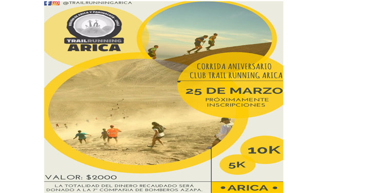 Club Trail running Arica donará recaudación de corrida a Bomberos