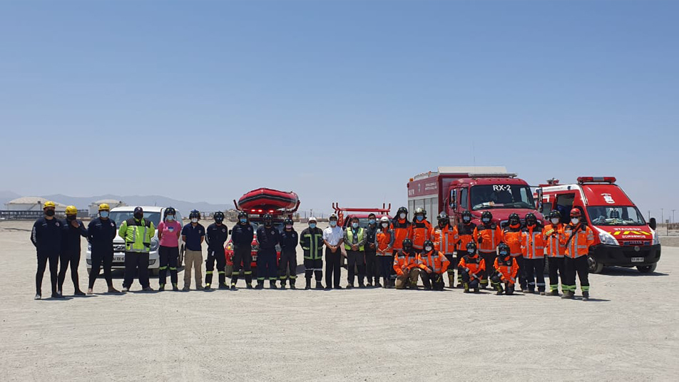 De forma inédita el Cuerpo de Bomberos de Mejillones realizó simulacro con trasmisión para todo el país