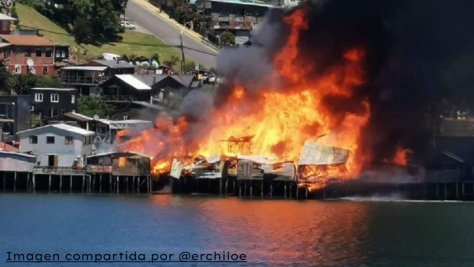 Seis bomberos lesionados en incendio que afectó a Chiloé