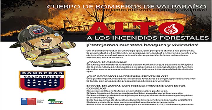 Lanzan campaña de prevención de incendios forestales en Valparaíso