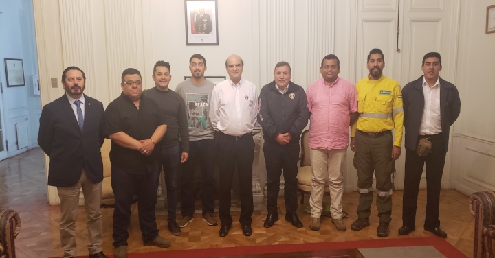 Alumnos del curso internacional de protección contra incendios forestales visitaron al Presidente Nacional