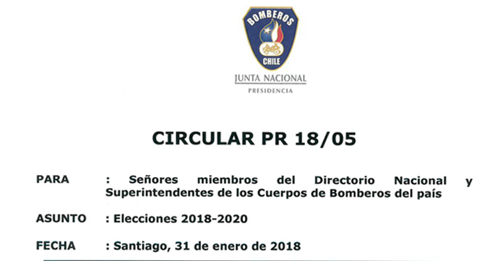 Circular PR 18/05 sobre elecciones 2018-2020