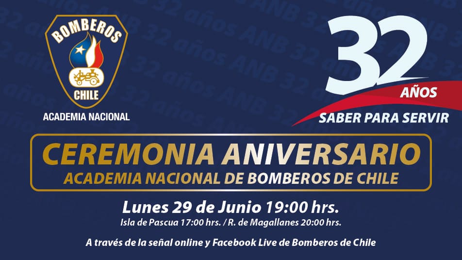 Lunes 29 Transmisión Online: Ceremonia Aniversario Academia Nacional de Bomberos 