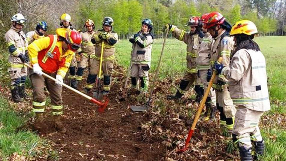12 Cuerpos de Bomberos del área Cautín Sur se capacitaron en incendios forestales