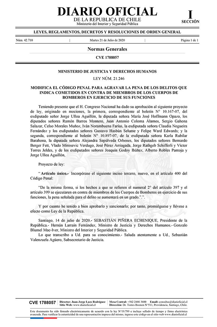 700 Diario Oficial Ley 21