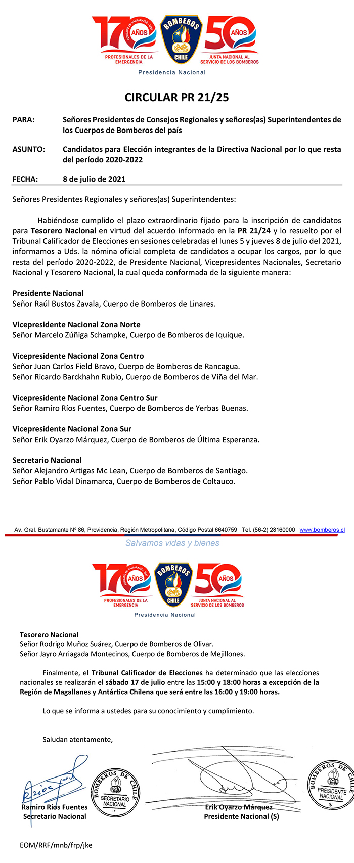 Circular candidato tesorero