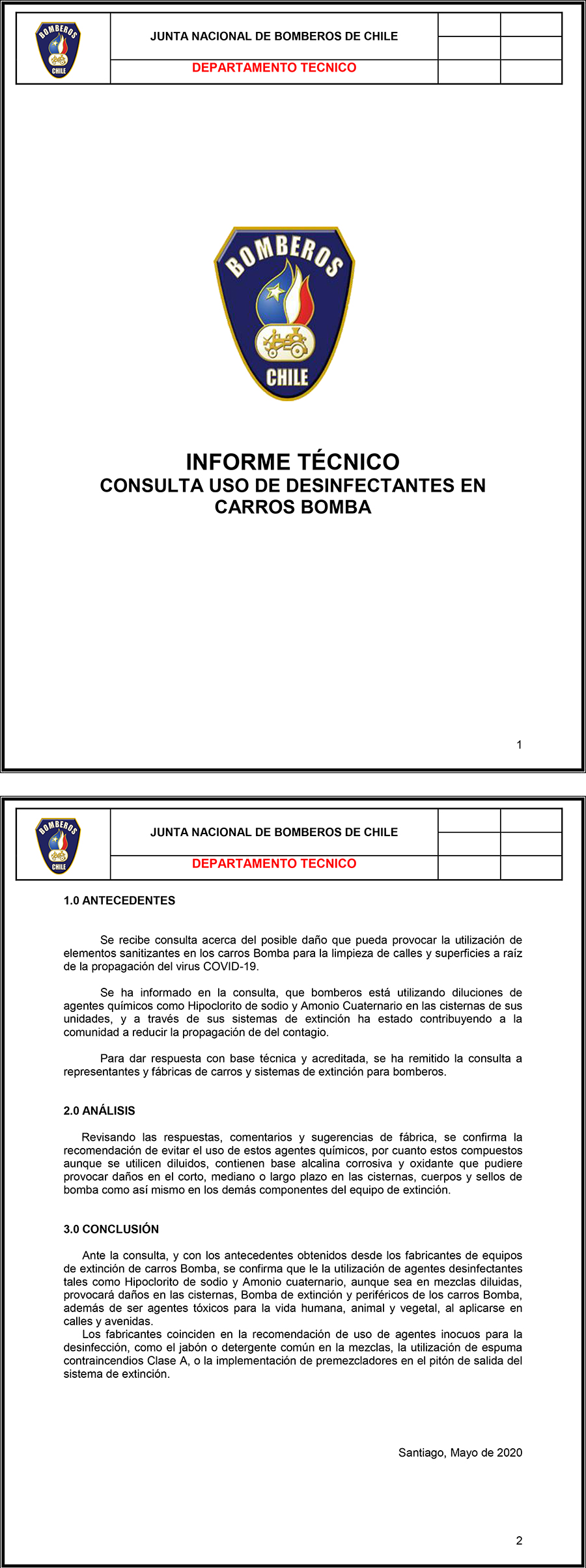 Informe técnico uso desinfectantes en carros bomba 7-5-20-1