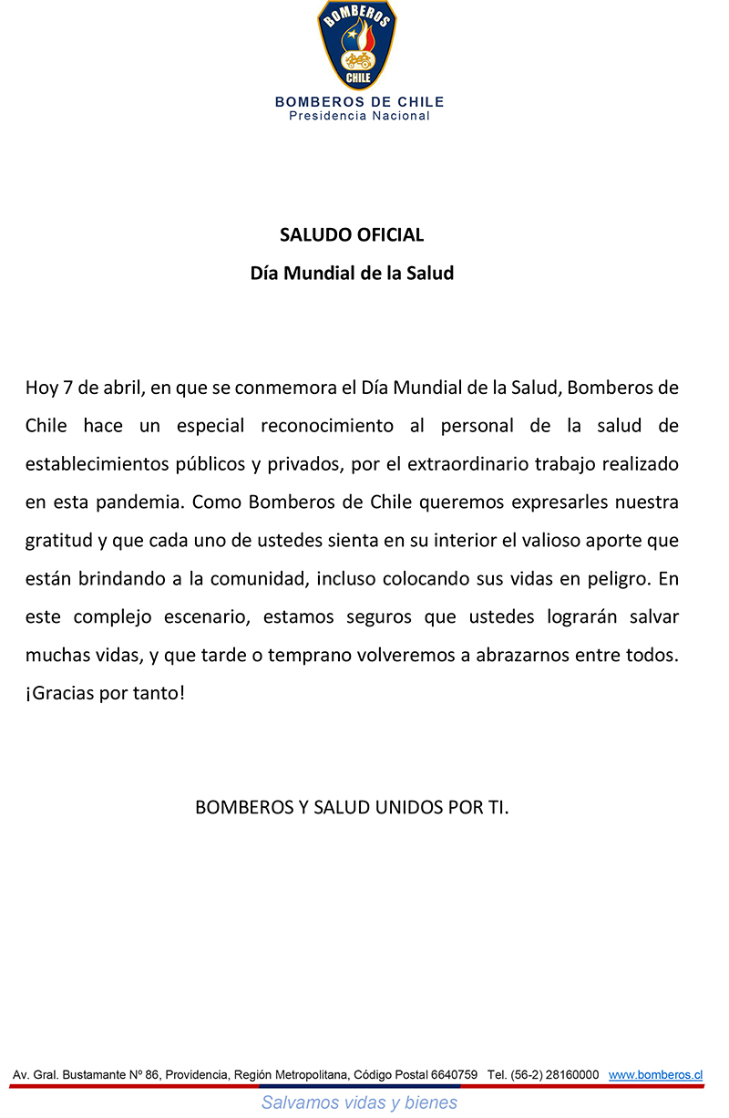 Saludo Oficial Dia Mundial de la Salud