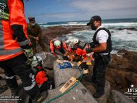 Bomberos de Iquique rescataron a can atrapado en un roquerío de Playa Bellavista